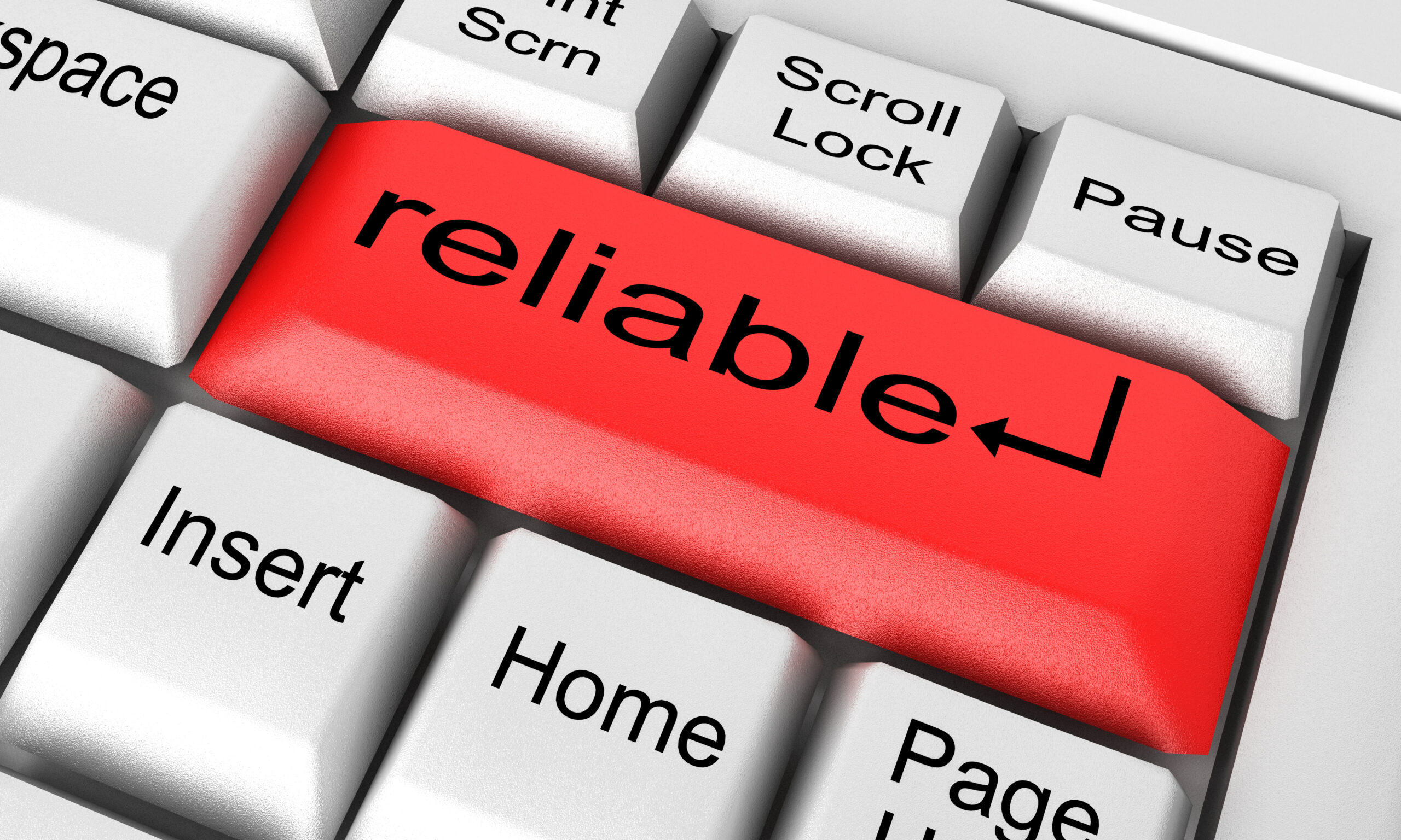 reliable word on white keyboard