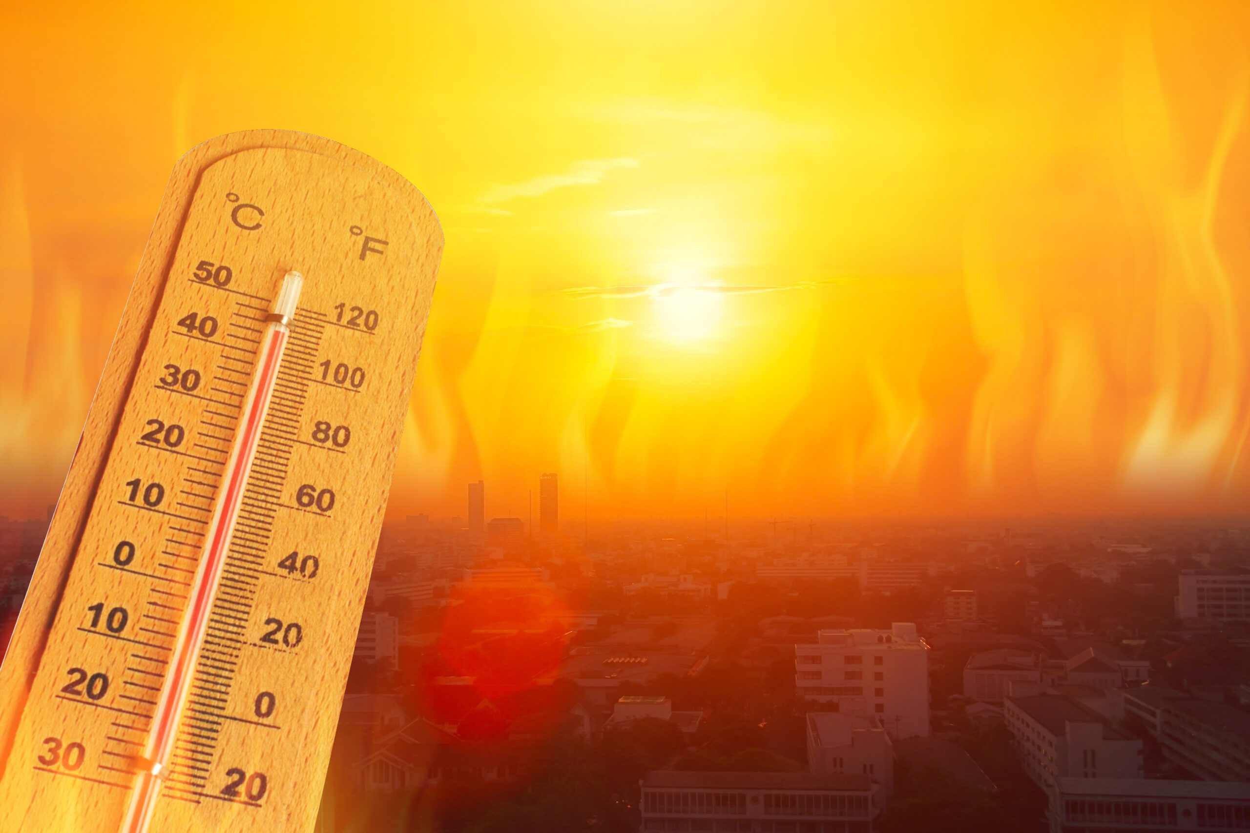 Thailand city view in heatwave summer season high temperature fr